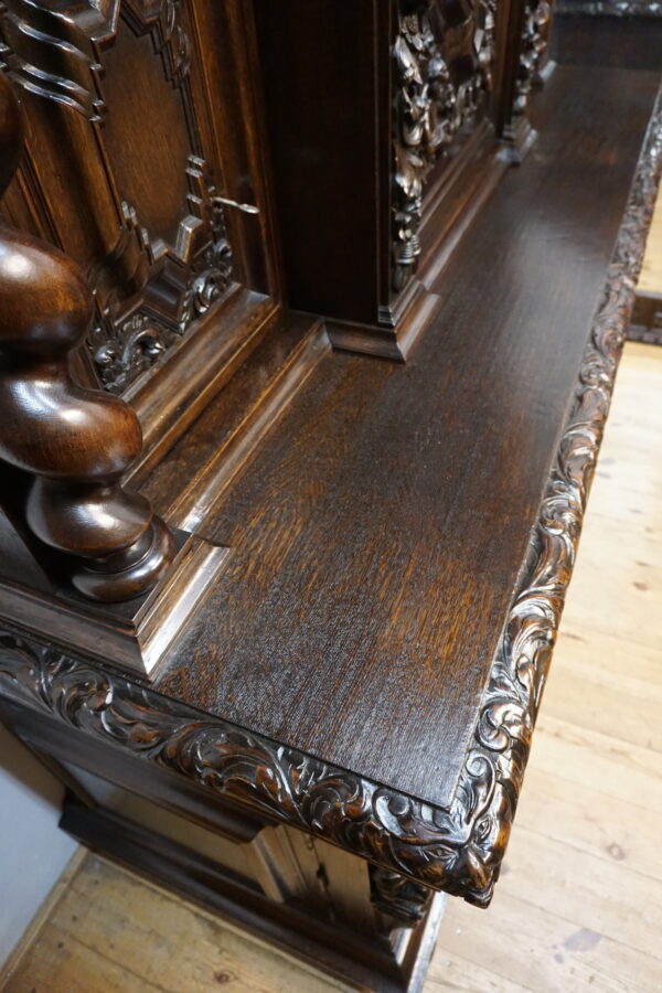 UNIKAT! Figuralny Kredens Bogato RZEŹBIONY BAROK DĄB RYCERZE