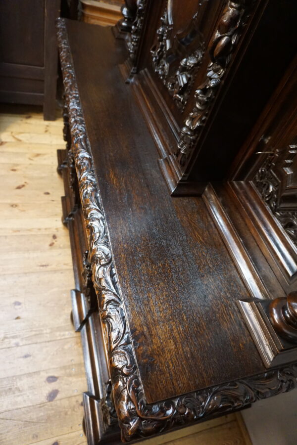 UNIKAT! Figuralny Kredens Bogato RZEŹBIONY BAROK DĄB RYCERZE