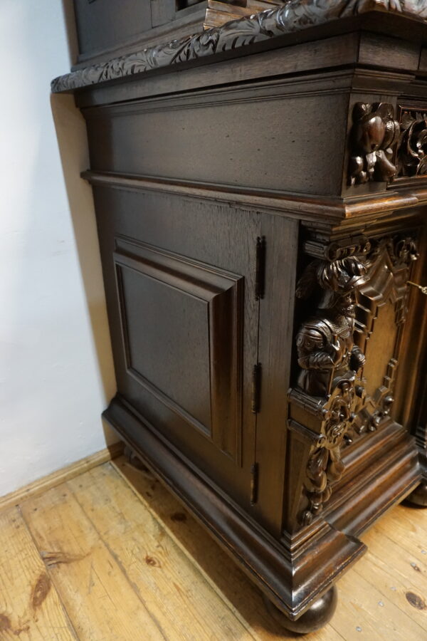UNIKAT! Figuralny Kredens Bogato RZEŹBIONY BAROK DĄB RYCERZE
