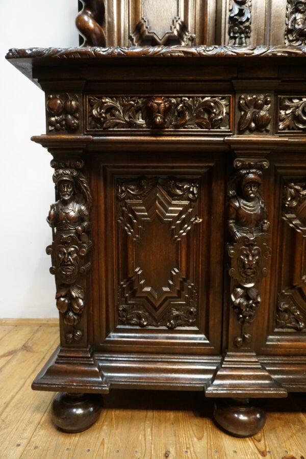 UNIKAT! Figuralny Kredens Bogato RZEŹBIONY BAROK DĄB RYCERZE