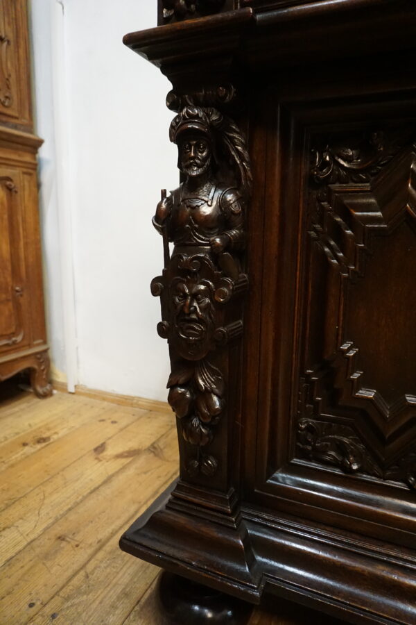 UNIKAT! Figuralny Kredens Bogato RZEŹBIONY BAROK DĄB RYCERZE