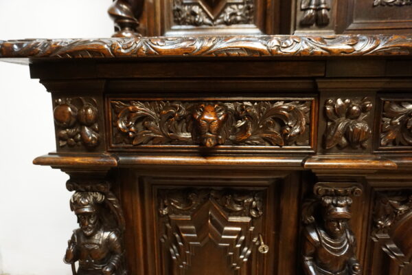 UNIKAT! Figuralny Kredens Bogato RZEŹBIONY BAROK DĄB RYCERZE