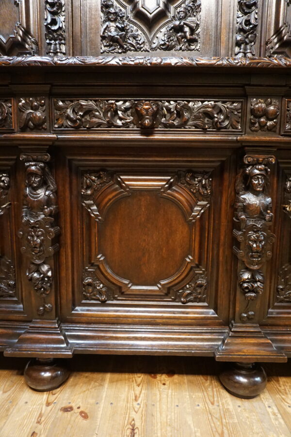 UNIKAT! Figuralny Kredens Bogato RZEŹBIONY BAROK DĄB RYCERZE