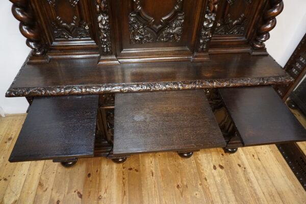 UNIKAT! Figuralny Kredens Bogato RZEŹBIONY BAROK DĄB RYCERZE