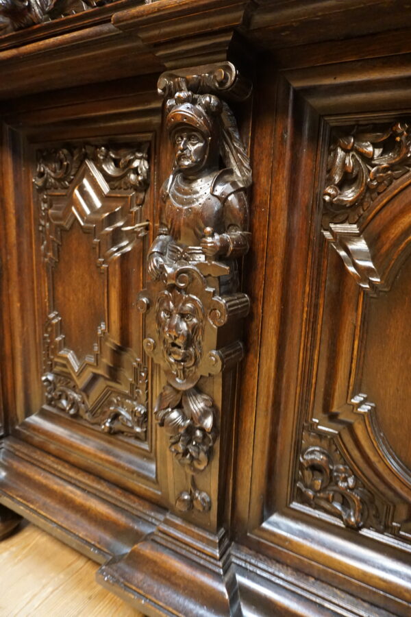UNIKAT! Figuralny Kredens Bogato RZEŹBIONY BAROK DĄB RYCERZE