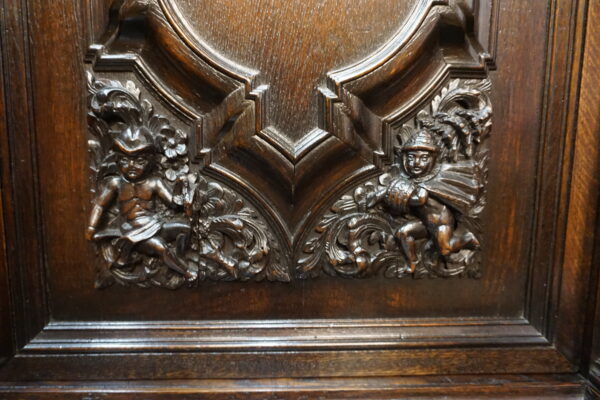 UNIKAT! Figuralny Kredens Bogato RZEŹBIONY BAROK DĄB RYCERZE