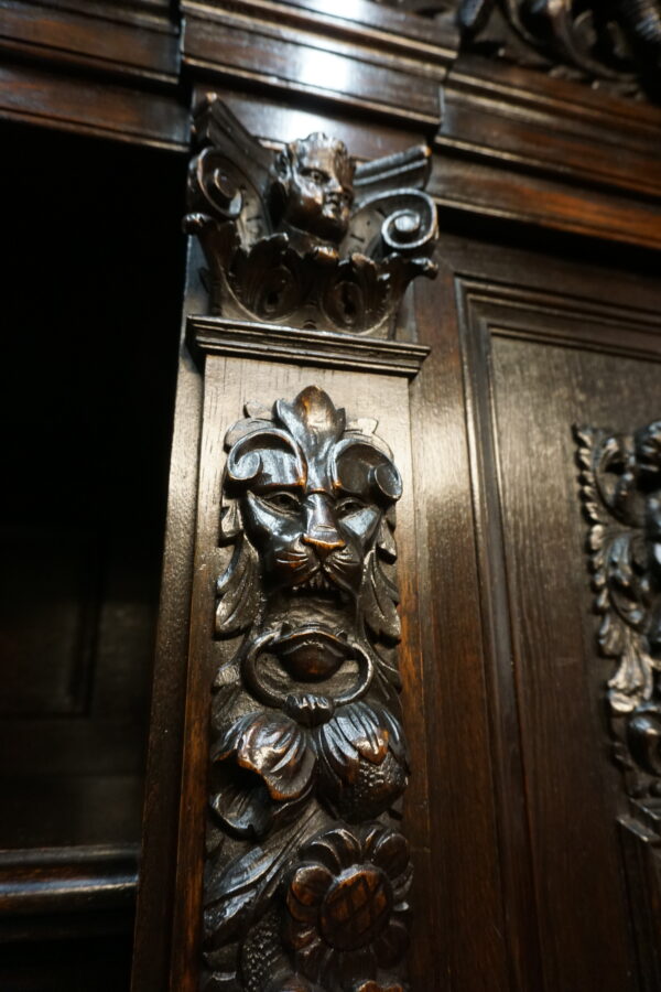 UNIKAT! Figuralny Kredens Bogato RZEŹBIONY BAROK DĄB RYCERZE