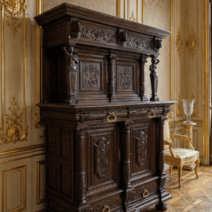 MONUMENTALNY KABINET NEORENESANSOWY – Figuralny bogato rzeźbiony