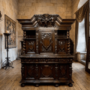 UNIKAT! Figuralny Kredens Bogato RZEŹBIONY BAROK DĄB RYCERZE